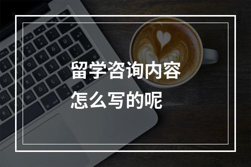 留学咨询内容怎么写的呢