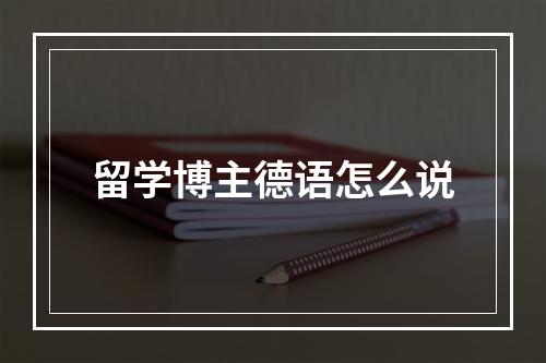 留学博主德语怎么说