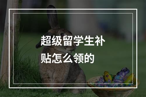 超级留学生补贴怎么领的