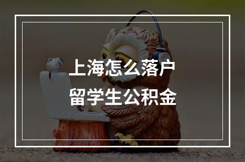 上海怎么落户留学生公积金