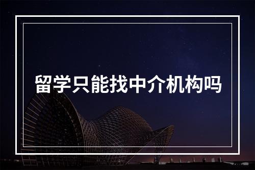 留学只能找中介机构吗