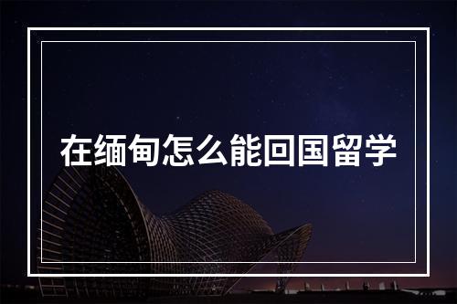 在缅甸怎么能回国留学