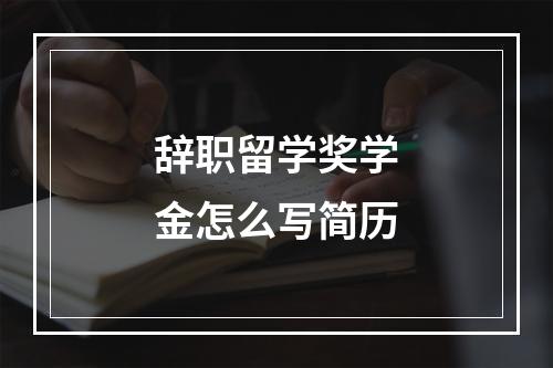 辞职留学奖学金怎么写简历