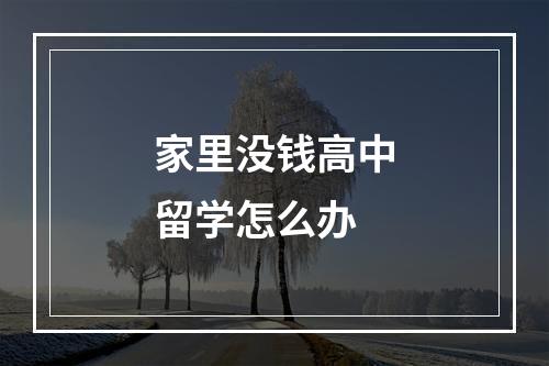 家里没钱高中留学怎么办