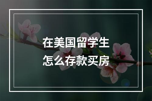 在美国留学生怎么存款买房