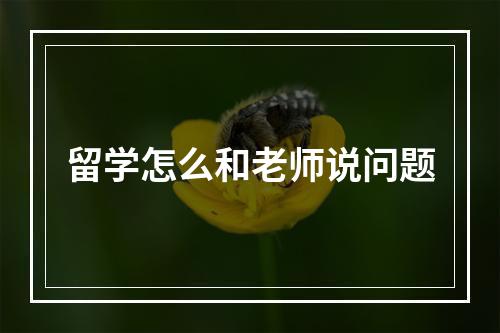 留学怎么和老师说问题