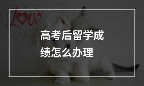 高考后留学成绩怎么办理