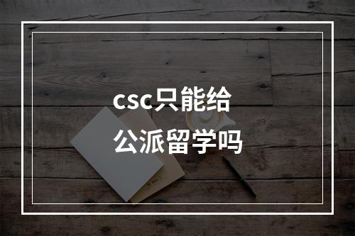 csc只能给公派留学吗