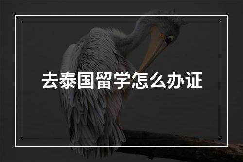 去泰国留学怎么办证