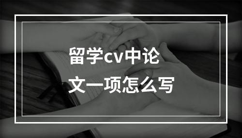 留学cv中论文一项怎么写