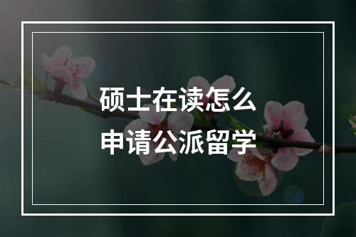 硕士在读怎么申请公派留学