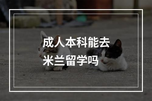 成人本科能去米兰留学吗