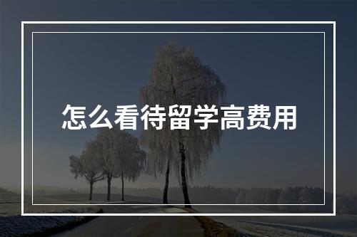 怎么看待留学高费用