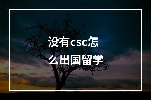 没有csc怎么出国留学