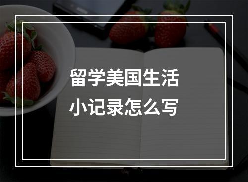 留学美国生活小记录怎么写