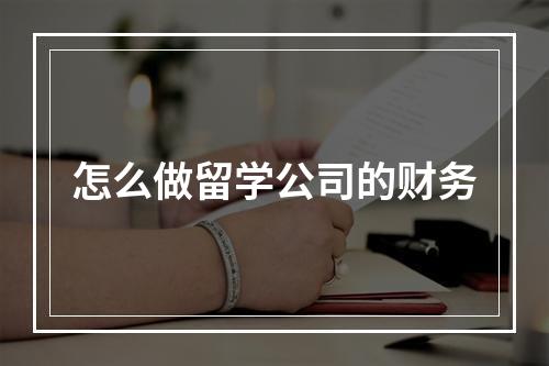 怎么做留学公司的财务