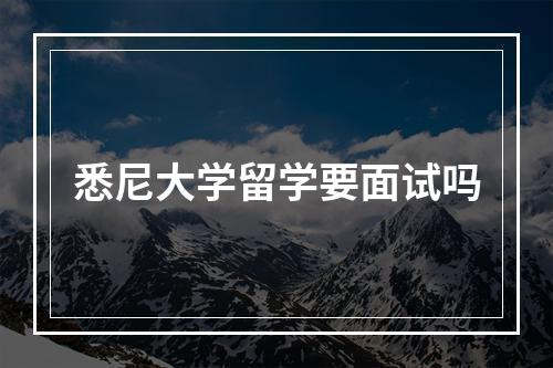 悉尼大学留学要面试吗