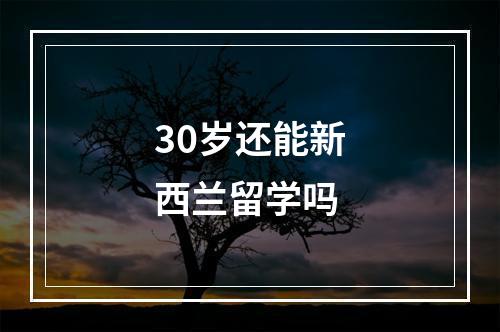 30岁还能新西兰留学吗