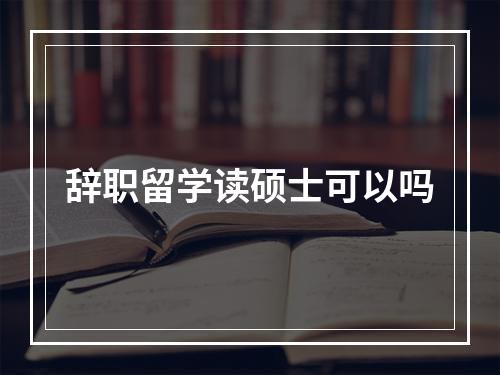 辞职留学读硕士可以吗