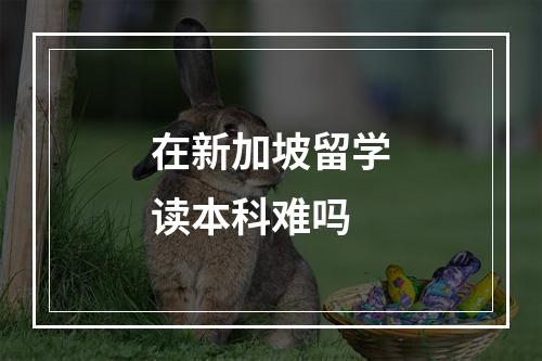 在新加坡留学读本科难吗