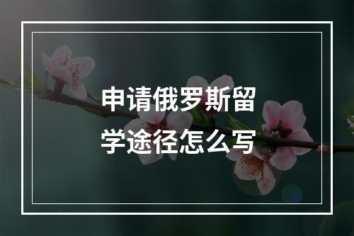 申请俄罗斯留学途径怎么写