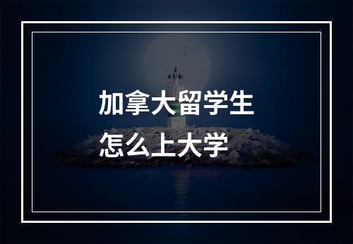 加拿大留学生怎么上大学