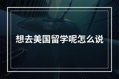 想去美国留学呢怎么说