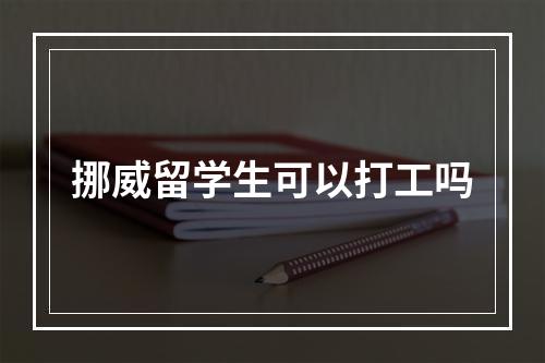 挪威留学生可以打工吗