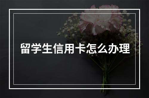 留学生信用卡怎么办理