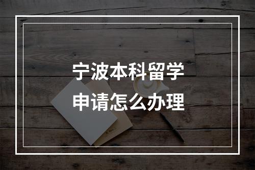 宁波本科留学申请怎么办理