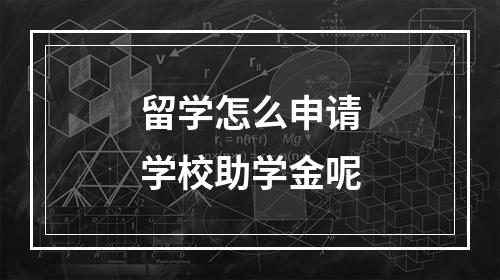 留学怎么申请学校助学金呢