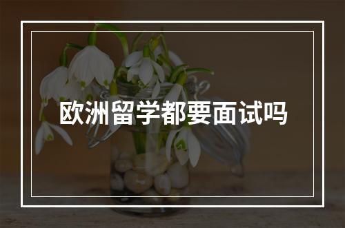 欧洲留学都要面试吗