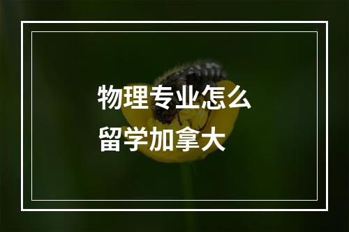 物理专业怎么留学加拿大