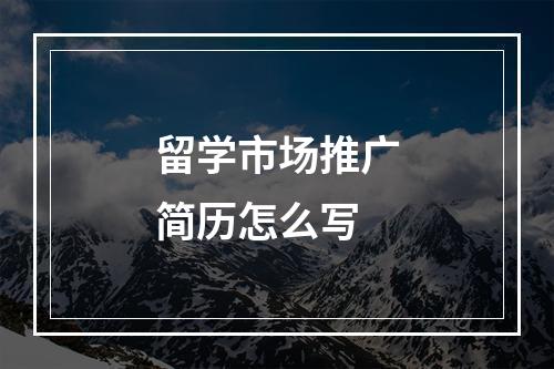 留学市场推广简历怎么写