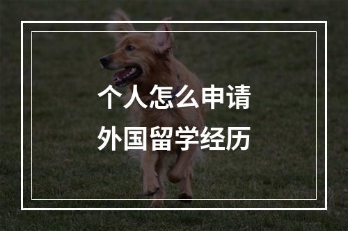 个人怎么申请外国留学经历