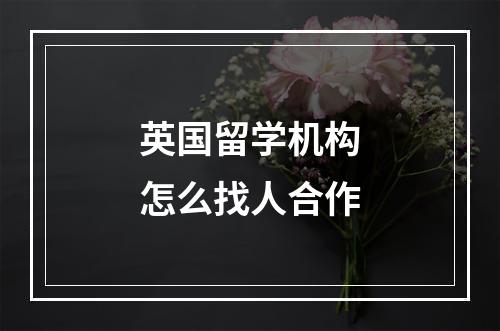 英国留学机构怎么找人合作