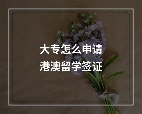 大专怎么申请港澳留学签证