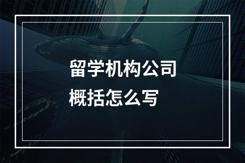 留学机构公司概括怎么写