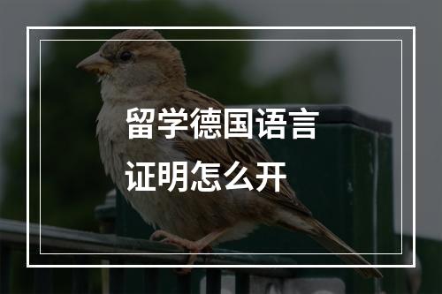 留学德国语言证明怎么开