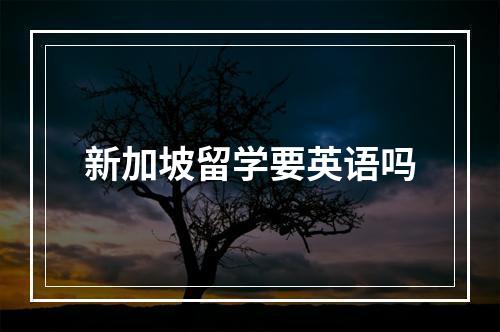 新加坡留学要英语吗