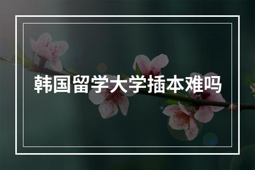 韩国留学大学插本难吗