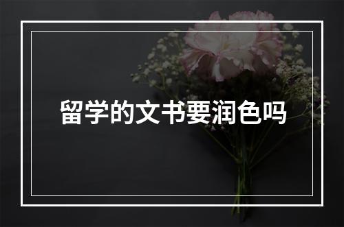 留学的文书要润色吗