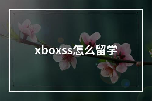 xboxss怎么留学