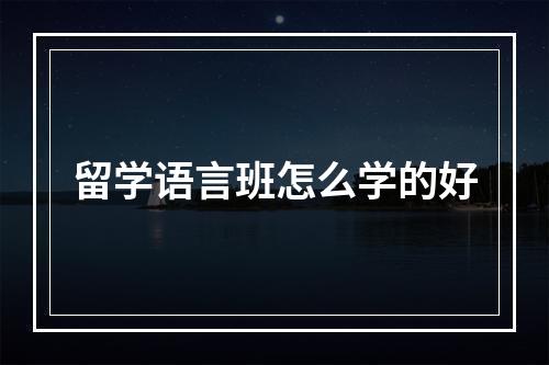 留学语言班怎么学的好