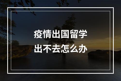 疫情出国留学出不去怎么办