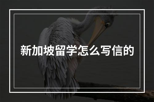 新加坡留学怎么写信的