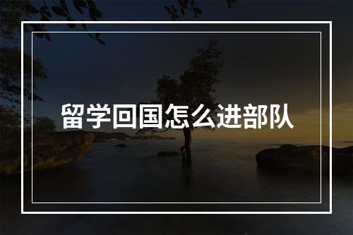 留学回国怎么进部队