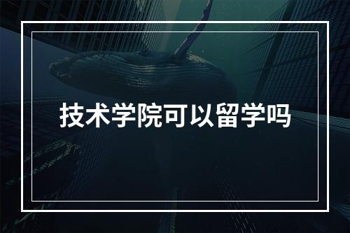 技术学院可以留学吗