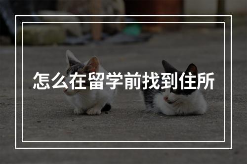 怎么在留学前找到住所