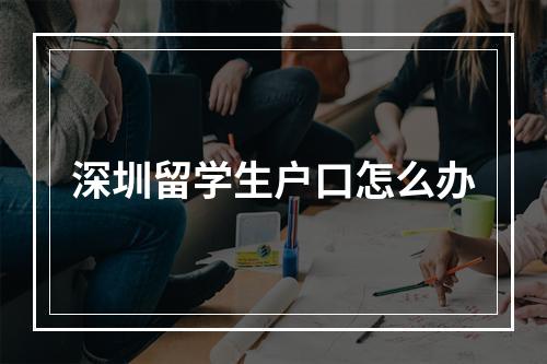 深圳留学生户口怎么办